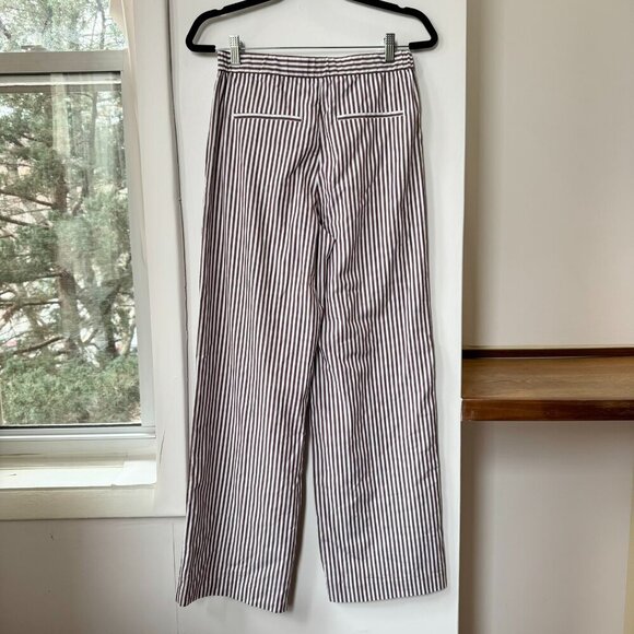 NWT Rag & Bone Lacey Stripe Cotton Poplin Pant Wide Leg Trousers Brown White 00 - Picture 8 of 12
